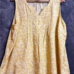 Croft & Barrow Mustard Floral Sleeveless Blouse